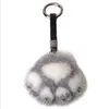 Femmes véritable fourrure de vison voiture clé pendentif anneau chat ours patte jouet porte-clés mignon sac breloque ornements doux pompon en peluche