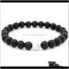 Perles Brins Bracelets 7 Hommes Noir Lave Guérison Équilibre Perles Reiki Chakra Bouddha Prière Pierre Naturelle Yoga Bracelet Wo