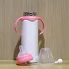 Bärbar Blank Sublimation Baby Vattenflaska 8oz Rostfritt Stål Straw Feeding Flaskor DIY Termos Cup med handtag