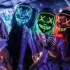 Halloween Maska Mieszane Kolor LED Party Masque Masquerade S Neon E Light Glow W Dark Horror świecące ER 220223