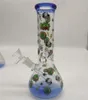 20CM 8 Inch Premium Blue Tip and bottom Anime Theme Frog Hookah Water Pipe Bong Glass Bongs With 14mm Downstem And Bowl 2 In 1 Ready for Use