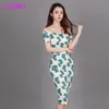 LDYRWQY Korean temperament fashion one-line collar off-the-shoulder print slim body and buttock dress 210416