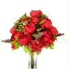 Fleurs décoratives couronnes 1 bouquet 13 têtes rose rose pivoine artificielle 48 cm mariée mariage maison de jardin décoration fausse fête décoration sèche