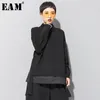 [EAM] coupe ample asymétrique surdimensionné sweat col haut manches longues femmes grande taille mode printemps automne 19A-a124 210816