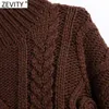 Femmes Mode Géométrique Twist Crochet Tricoté Pull Court Femelle O Cou À Manches Longues Pulls Occasionnels Chic Tops S538 210420
