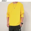 45KG-100KG Autumn Men's T Shirt Casual Long Sleeve Regular Fit 100% Cotton Soft O-Neck Basic T Shirts 4XL 5XLTops Tees 210528