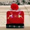 LED Knitted Christmas Hat Beanie 2022 New Year Party Light Up Beanies Winter Hats Bonnet Enfant Kids Adults Christmas Decor Y21111