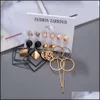 Dangle Chandelier Boucles d'oreilles Bijoux Dangles Femmes Etude coréenne pour Vintage Perle Fleur Golden Cross Set 2021 Tendance Femauu Drop Delivery Jd