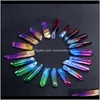 Arts And Crafts Hjt 50Pcs Wholesale Colorful Natural Quartz Points Reiki Healing Crystal Wands Cure Chakra Stone Sell I2Tef Egpxk