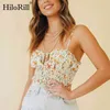 Kobiety Floral Print Sexy Spaghetti Pasek Topy Łuk Krawat Bez Rękawów Backless Stretch Crop Top CHIC Ruffles Ladies Camisole 210508