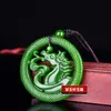 Chinês Xinjiang Verde Jade Duplo Lateral Hollow Cavalo Pingente de Mão Escultura Colar De Moda Amuleto Sorte Presentes Homens Camisola Cadeia