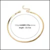 Chokers Ожерелья Подвески Ювелирные Изделия 2021 Золото / Sier По словам Регулируемая 5 мм Плоские Змеиные Сеть Сеть Северное Ожерелье Змеиное Ожерелье Простое изящество для Wom