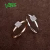 Vistoso Pure 14K 585 Rose White Gold Blawing Diamond Delikatne kwadratowe pierścień dla kobiet rocznicowy zaręczyny