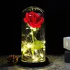 День Святого Валентина подарок красота и зверь цветок роза в стеклянном куполе светодиодные лампы украшения лучше всего для подруги