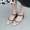 Meotina Shoes Women Genuine Leather Mid Heel Cutouts Sandals Pointed Toe Thick Heels Heart-Shaped Ladies Sandals Summer Black 40 210608