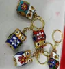 Handcrafts Cloisonne Emalia Filigran Cute Sowa Brelok Keyring Tradycja Chiński Fantazyjny Zwierząt Key Holder Kobiety Kid Miedź Biżuteria