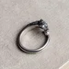 Cluster Ringe Punk Thai Silber Retro Vintage Stil Sterling 925 Tier Pferdekopf Verstellbarer Ring