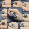 20 teile/los Vintage Punk Antike Silber Farbe Metall Band Ringe Für Männer Frauen Party Geschenke Schmuck Mix Stil Großhandel Masse verlost