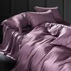 Liv-Esthete 100% soie beauté literie ensemble soyeux sain violet housse de couette drap plat taies d'oreiller queen king linge de lit 210706