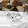 Panash Silver 925 Ringar för kvinnor 1,9ct Round Cut Zirconia Diamond Solitaire Ring Bröllop Band Engagement Bridal Joyas J-417