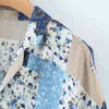 Mode Vrouwen Paisley Patchwork Afdrukken Korte Blouse Vrouwelijke Enkele Pocket Knoopt Shirt Casual Losse Losse Tops Blusas S8713 210430