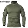 refire 기어 남자 육군 전술 티셔츠 swat 군사 군사 전투 티셔츠 긴 소매 위장 셔츠 페인트 볼 T 셔츠 5XL 210726