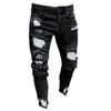 3 stijlen Heren Stretchy Ripped Skinny Biker Borduurprint Jeans Vernietigd Gat Afgeplakt Slim Fit Denim Bekrast Hoge Kwaliteit Jean H253o