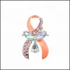 Pins, Brooches Jewelry Breast Cancer Awareness Ribbon Crystal Angel Pin Brooch Drop Delivery 2021 C8Gdu