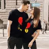 Par Tshirt Män och Kvinnor Älskare Key Print Kortärmad Söt grafisk Tees Toppar Casual Streetwear 2021 Alla hjärtans kläder x0628