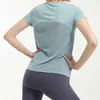 Kadın Giyim Tops Tees T-Shirts Eşofman Yoga Giysi Bayan Spor Fitness Üst Profesyonel Koşu Nefes Örgü Geri Kısa Kollu Yaz Moda T-shirt