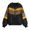 Women's Trench Coats Womens Long Sleeve Leopard Thin Skin Hooded Zip Stitching Outwear Multipurpose Coat Autumn And Winter Models