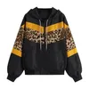 Trench da donna Donna manica lunga leopardo Pelle sottile con cappuccio Cuciture con zip Capispalla Cappotto multiuso Modelli autunno e inverno