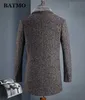 BATMO arrivée hiver trench-coat épais en laine de haute qualité hommes, vestes en laine grise pour hommes, taille plus M-4XL, AL41 211011