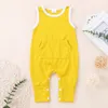 Bebê recém-nascido macacão doce cor mangas bolso com nervuras algodão jumpsuits meninas bebês bodysuits roupas m3506