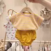 Summer Baby Clothing Set Korean Style Toddler Boys Clothes Striped Tee and PP Pants 2 pcs Infant Girls 210521