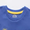 Springende meter Zomer Kindertjes voor Baby Meisjes T-shirts Katoen Cloud Print Mode Leuke Kids Korte Mouw Tops Shirts 210529
