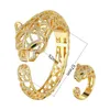 Orecchini Collana Lanruisha Animal Leopard Hollow Bangle And Rings Set di gioielli da donna Zircone micro-intarsiato Classico