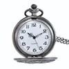 Vintage Men Pocket Watch Retro Bronston Rund Form Spindel Web Mönster Klockor Med Kedjehalsband