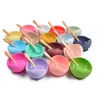 Baby Silicone Bowl FeedingTableWare Lepel Waterdichte Zuig Kinder Servies Plaat Set Gerechten Keukengerei