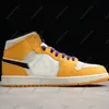 High quality (boxed) men's Jumpman 1 basketball shoes and women's Laker yellow black outdoor recreational sports