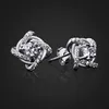 Sterling Silver Flower Earring Stud for Women Wedding Jewelry Zircon Diamond Earrings Anniversary Gift with Box