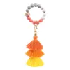 NEW! Favor Silicone Beads Bracelet Keychain Three Layer Cotton Tassel Wrist Keyring Bead Bangle Key Ring Women Bag Pendant Decoration