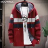 2021 Autumn New Hooded Mens Sweater Thickened Plus Velvet Mens Slim Cardigan Knitted Sweater Patchwork Jacket Male M-3XL