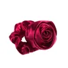 Dames Satijn Stretch Hairband Girl Sweet Pure Color Rose Lint Haar Touw Tangle Paardenstaart Nieuwjaar Hoofdtooi