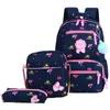 女の子のための3pcs印刷学校バッグティーンエイジャーの学校バッグファッションかわいいバックパック旅行バグパックペンバッグ財布ドロップ