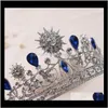 Jewelryluxury élégant bleu strass mariée cristal mariage Quinceanera diadèmes et couronnes Pageant diadème cheveux bijoux accessoires livraison directe