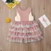Kızın Elbiseleri 2021 Yaz Kolsuz Bebek Kız Toddler Partisi Tutu Elbise Fırfır Ilmek Pageant Düğün Doğum Günü Prenses Moda Christeninin