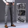 Herren Stretch Regular Fit Jeans Business Casual Klassischer Stil Mode Denim Hose Männlich Schwarz Blau Grau Hosen 211120