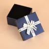 Bow Watch Boxes Engagement Armband Display Gift Box Navy Blue Smycken Arrangör Klockor Tillbehör