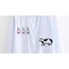 H.SA Cows bottle Embroidered Women Blouse Turn-Down Collar Shirt Tops Stripe Button Long Sleeve Loose Female Work Blouses 210417